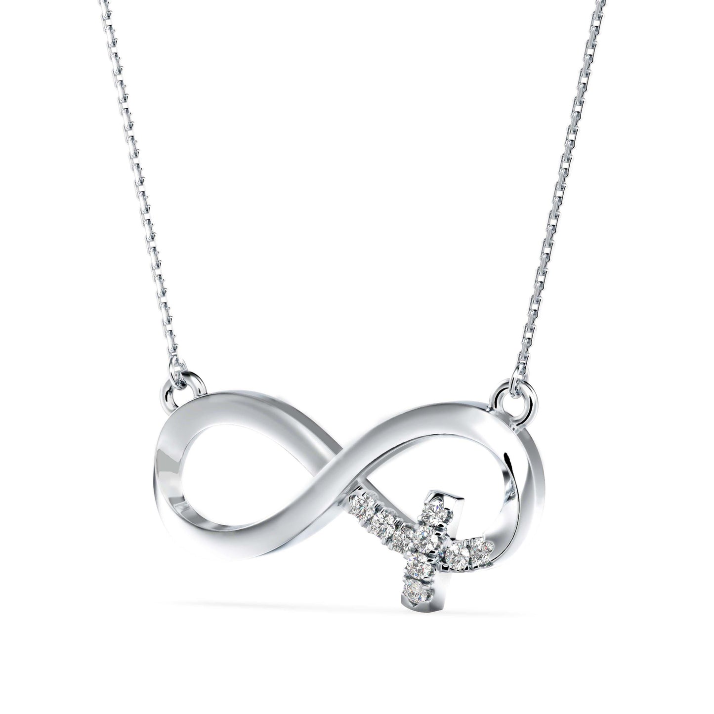 Infinity Cross Diamond Pendant Necklace