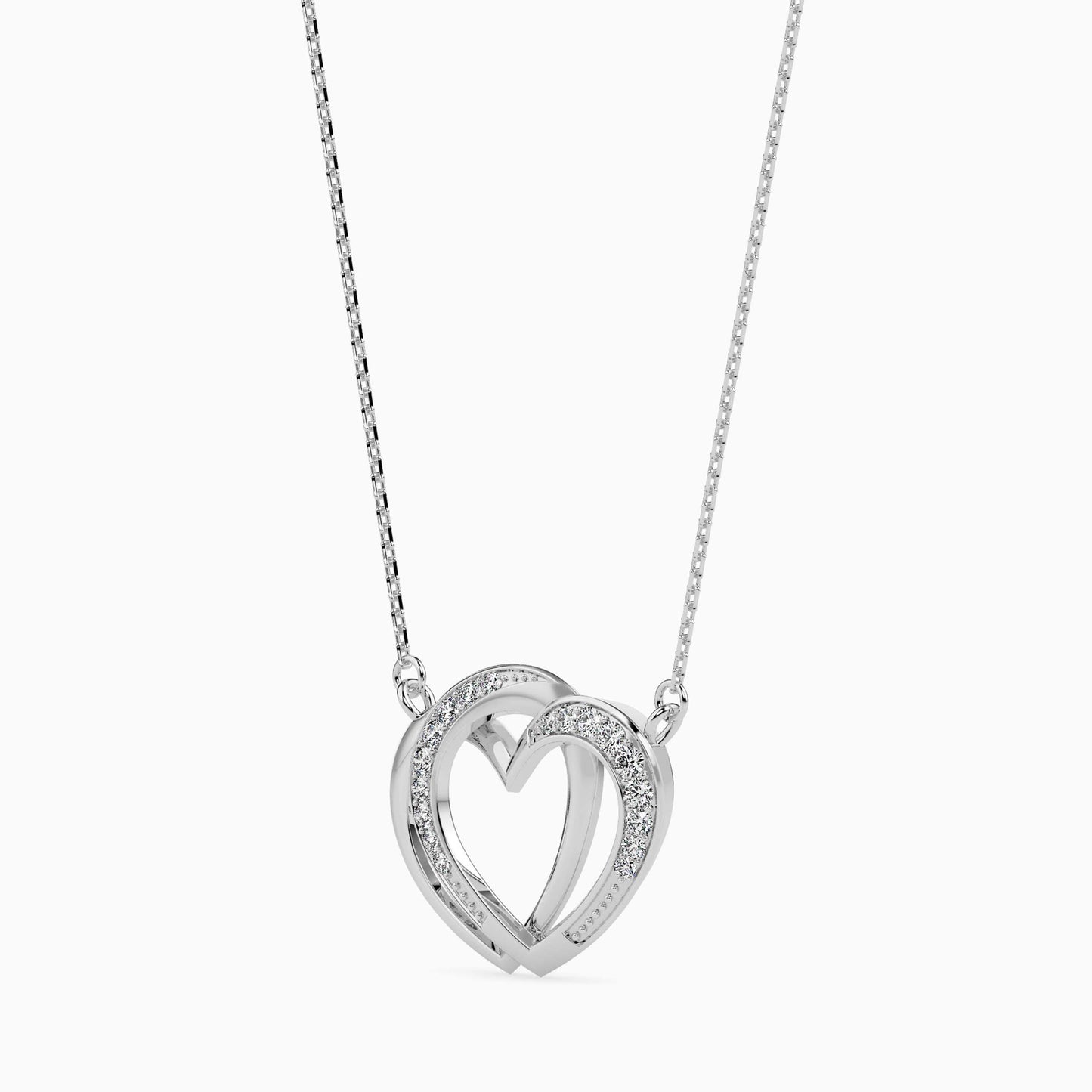 Interlocking Hearts Diamond Pendant Necklace