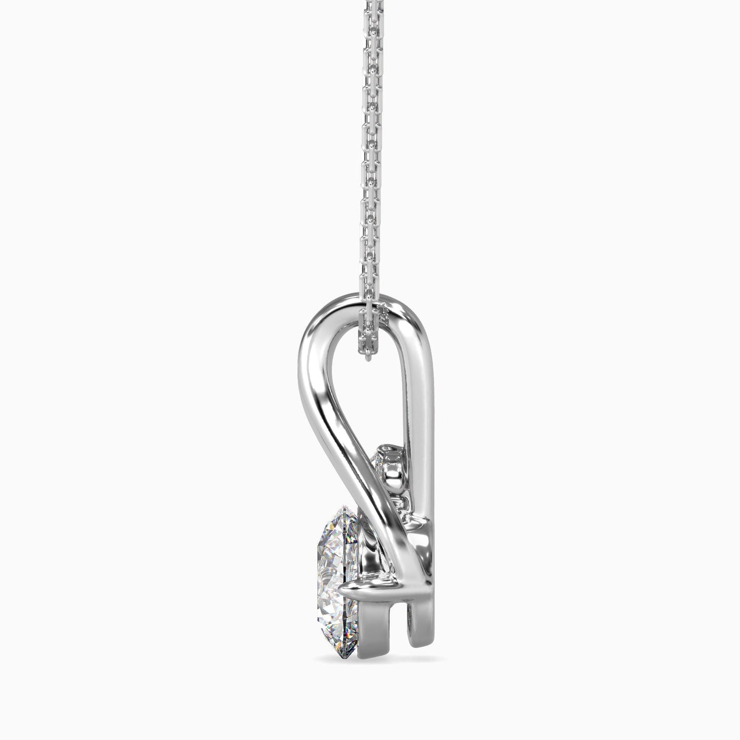 Heart Swirl Two-Stone Diamond Pendant Necklace