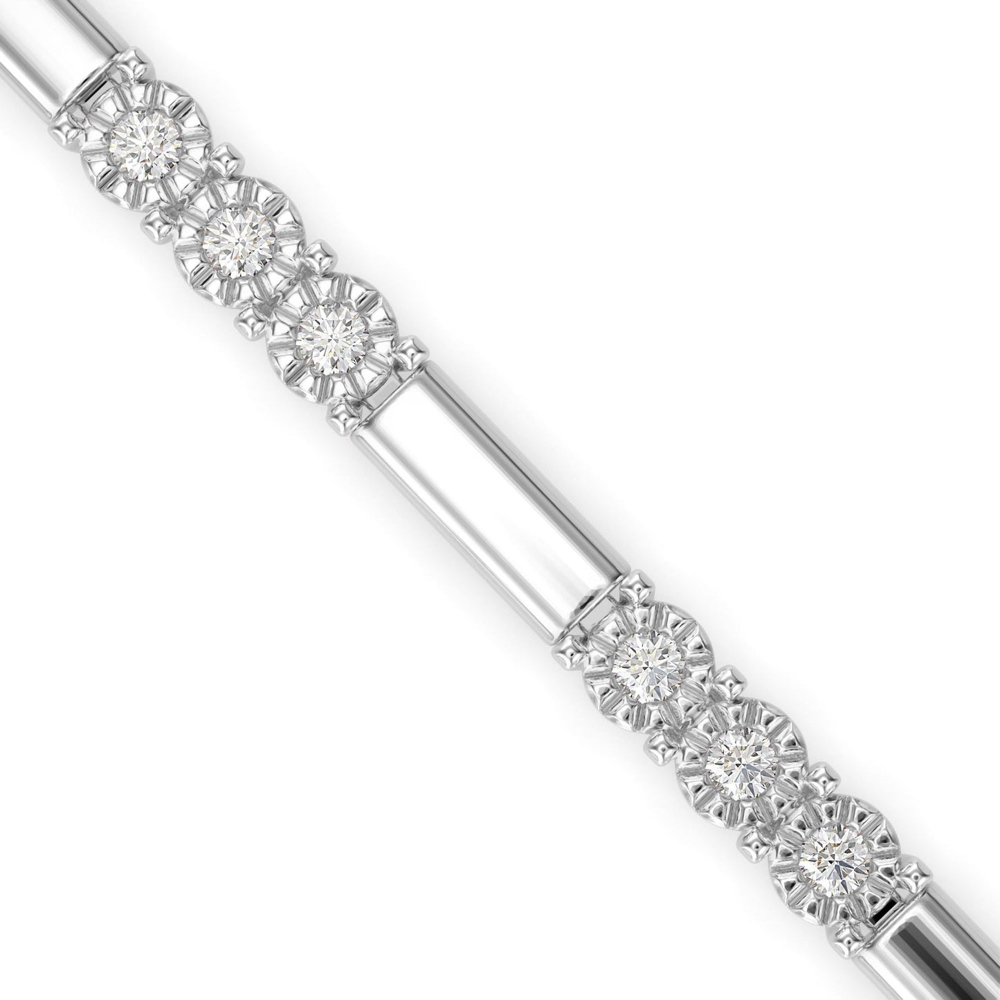 Diamond Tennis Bracelet Three Stone Rowed