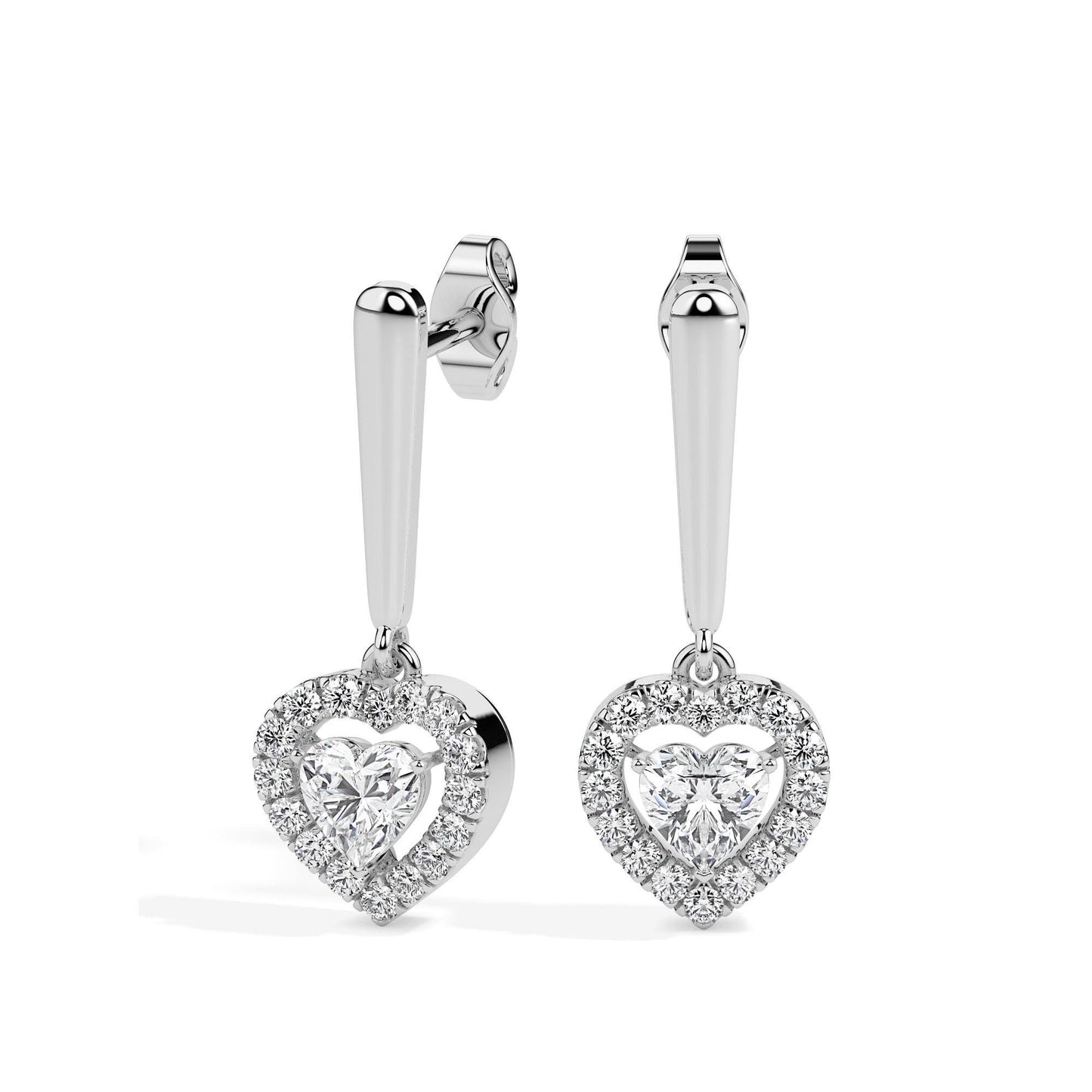 Heart Shaped Diamond Drop Earrings