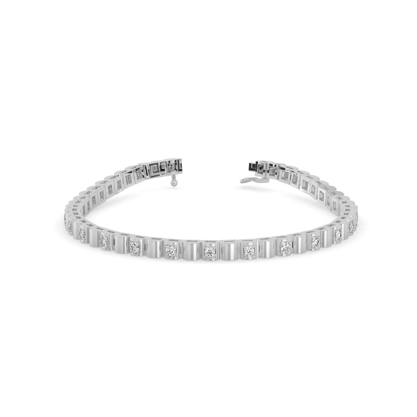 Classic Square Link Diamond Tennis Bracelet