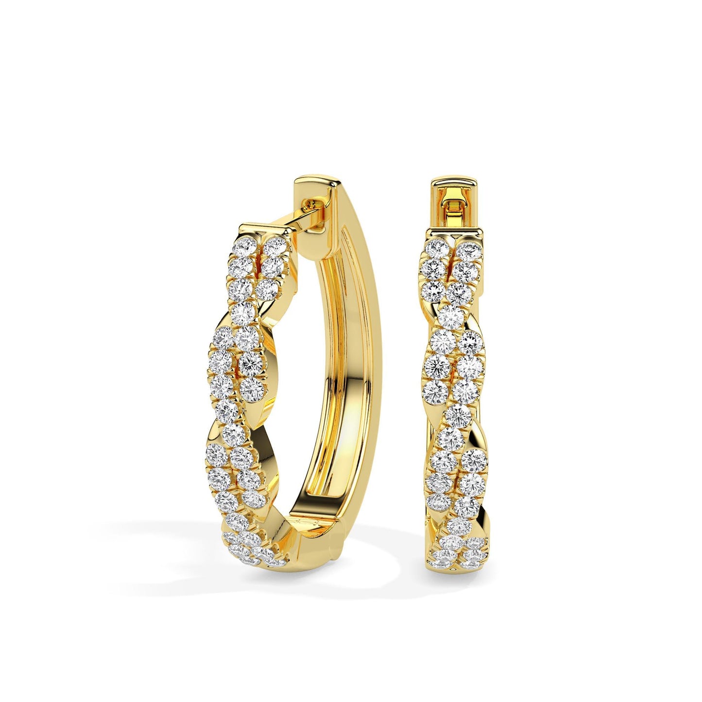 Twisted Diamond Hoop Earrings