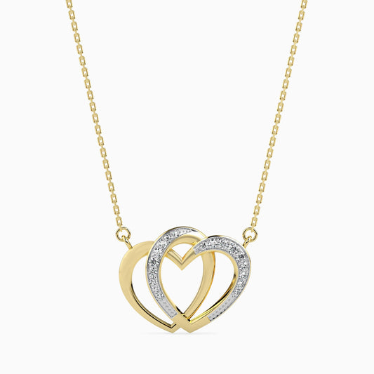 Interlocking Hearts Diamond Pendant Necklace