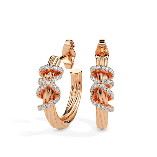Twist Embrace Diamond Hoop Earrings