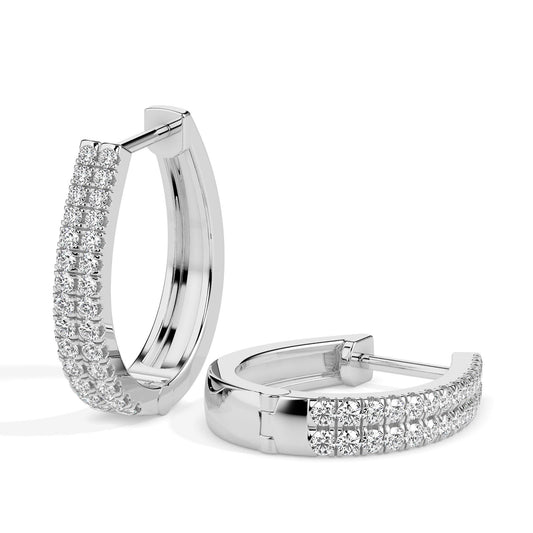 Two Row Diamond Hoop Earrings