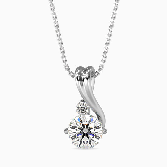 Heart Swirl Two-Stone Diamond Pendant Necklace
