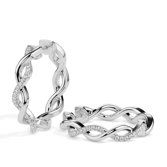 Braided Diamond Hoop Earrings