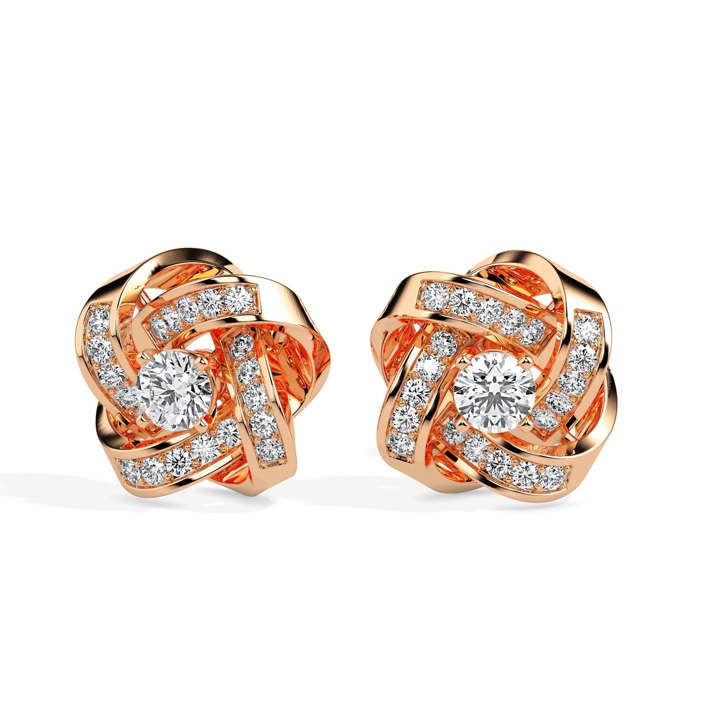 Radiant Love Knot Diamond Stud Earrings