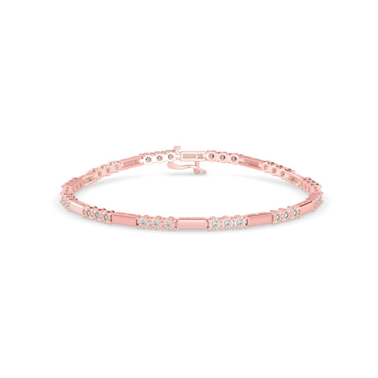 Diamond Tennis Bracelet Three Stone Rowed