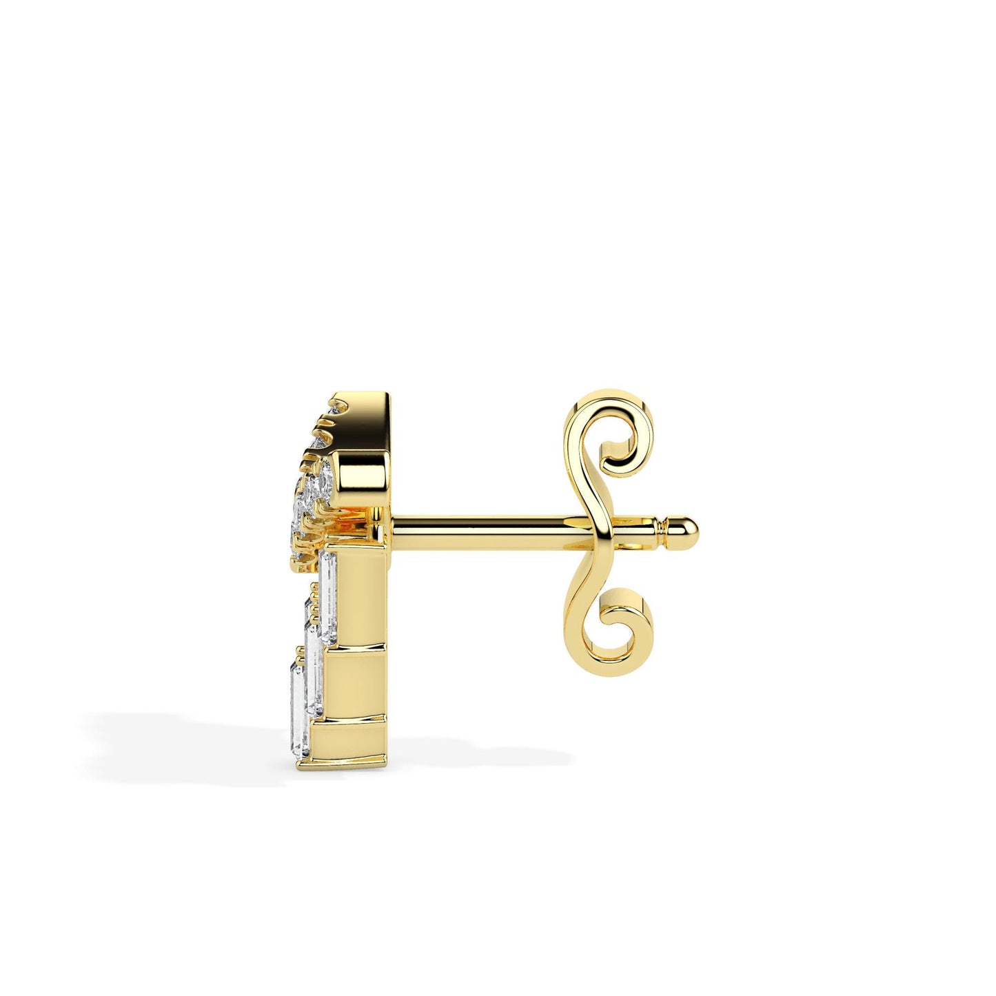 Art Deco Baguette & Round Diamond Drop Earrings