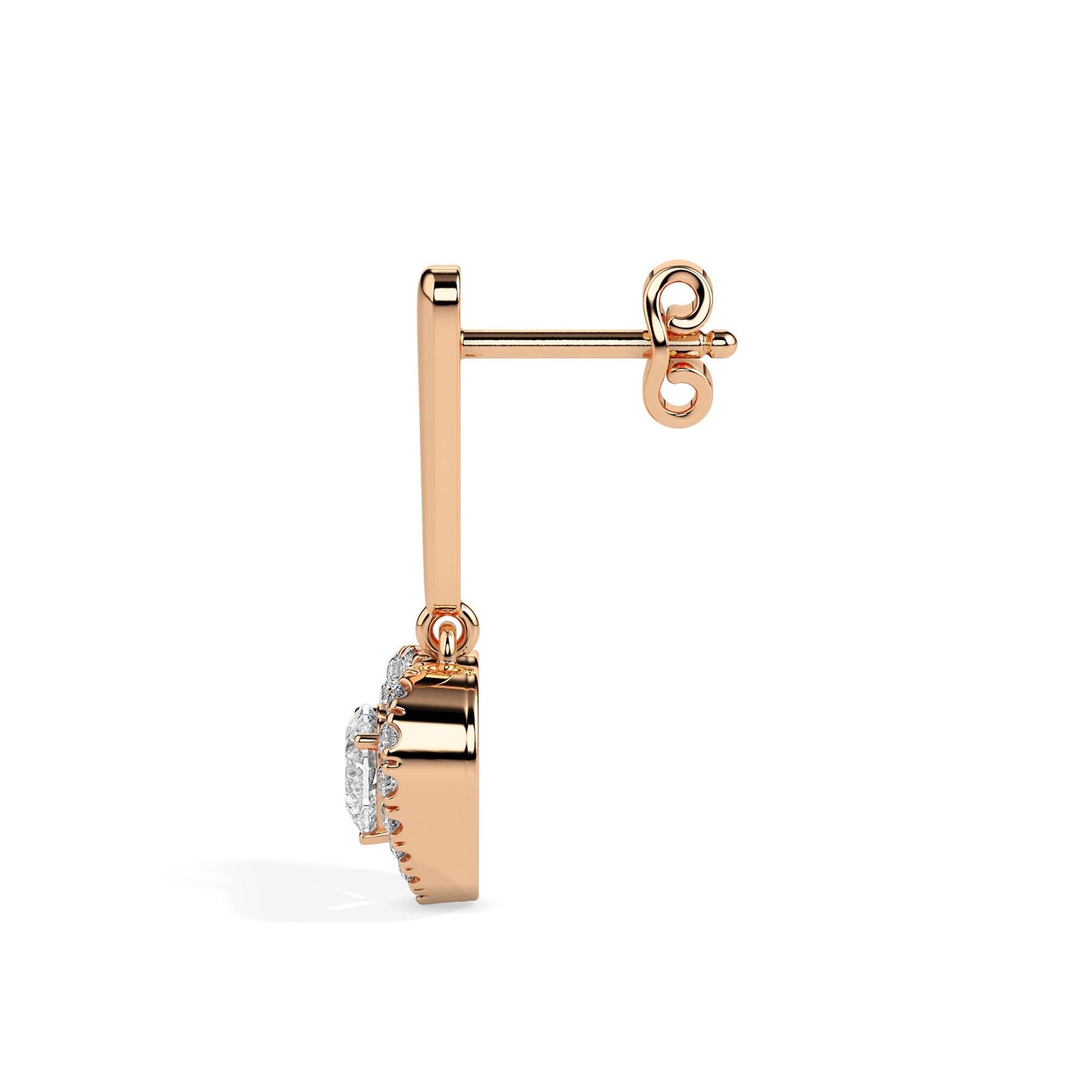 Heart Shaped Diamond Drop Earrings