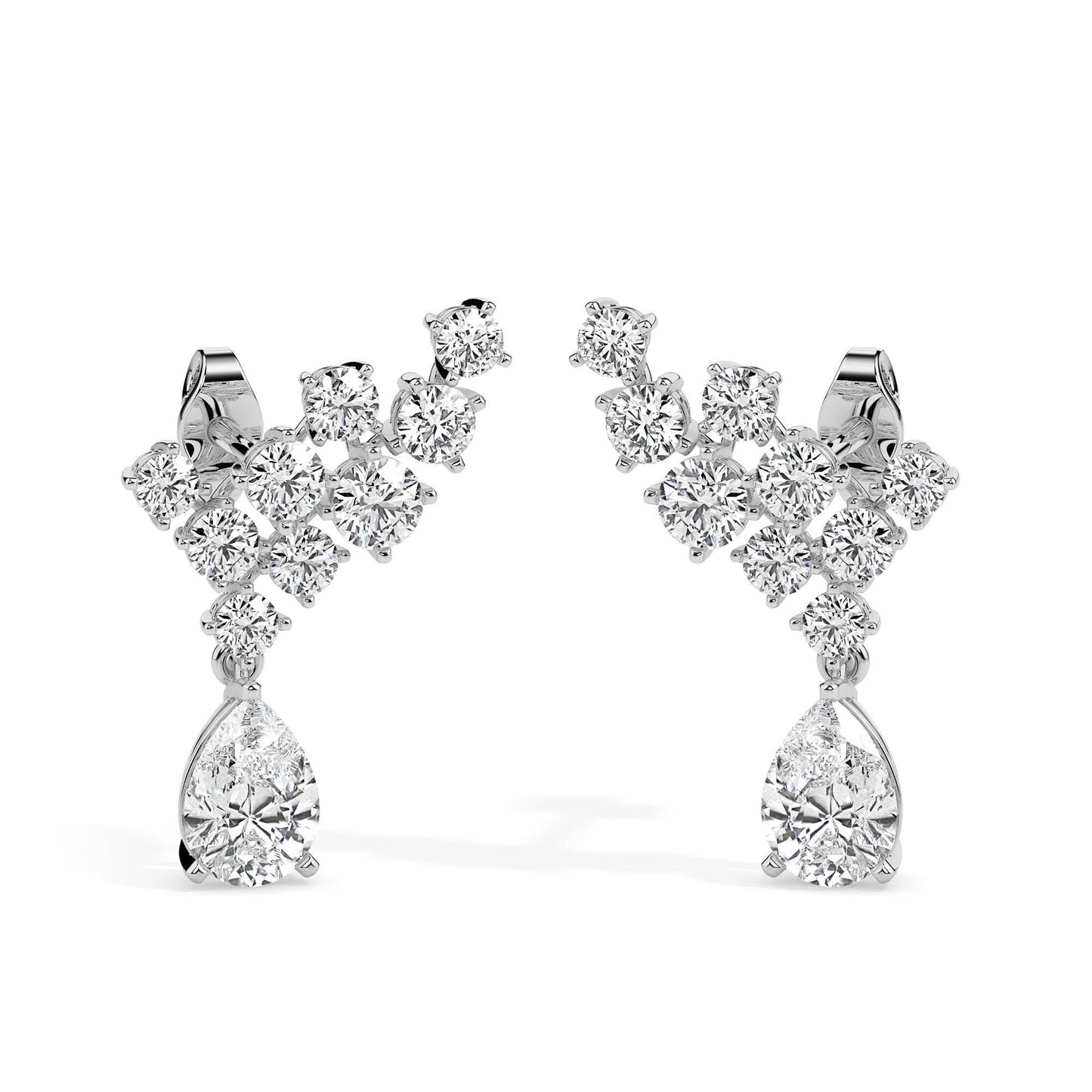 Teardrop Cluster Diamond Earrings