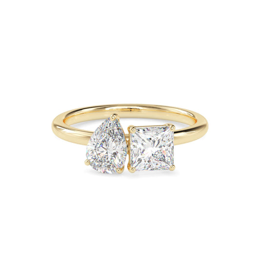 Pear and Princess Cut Toi et Moi Ring