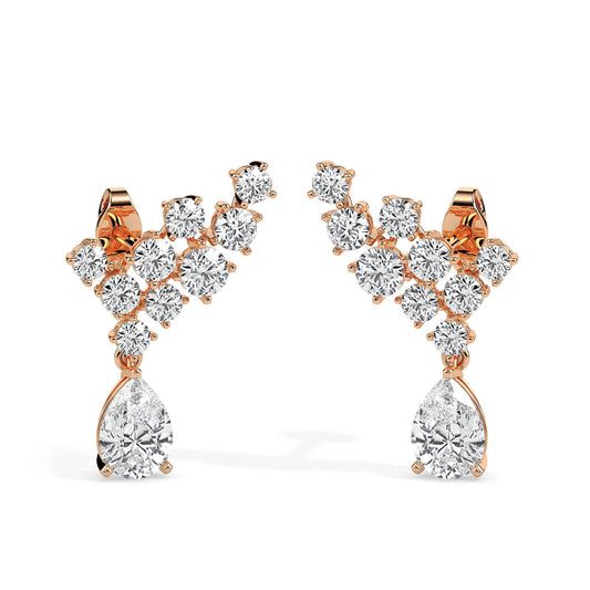 Teardrop Cluster Diamond Earrings