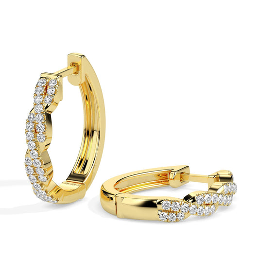Twisted Diamond Hoop Earrings
