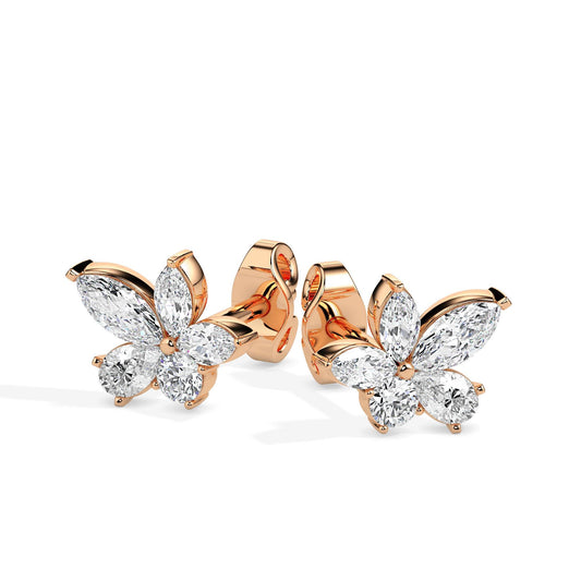 Floral Bloom Diamond Stud Earrings