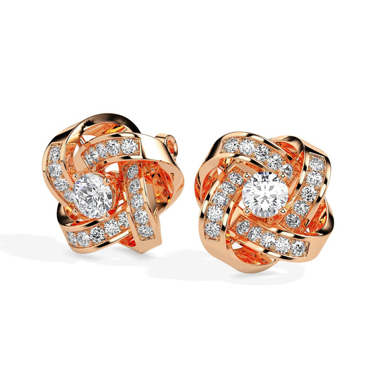 Radiant Love Knot Diamond Stud Earrings