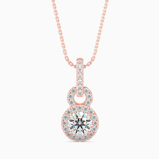 Double Halo Circle Pendant Necklace