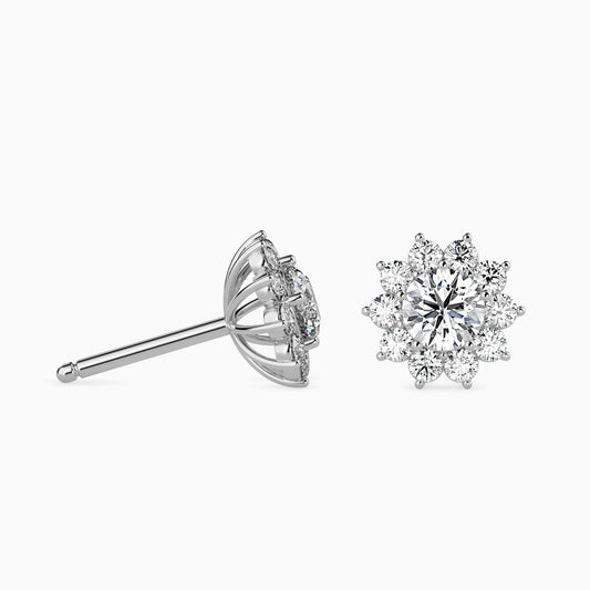 Floral Diamond Halo Stud Earrings