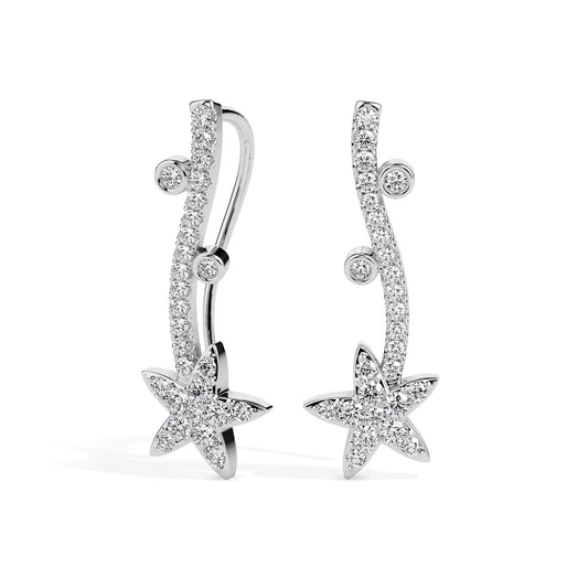 Shooting Star Diamond Climber Earrings
