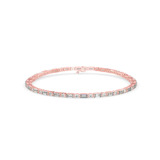 Alternating Round & Baguette Diamond Tennis Bracelet