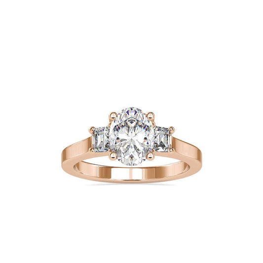 Oval Lab Grown Diamond Engagement Ring with Princess Side Stones