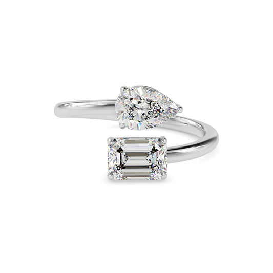 Pear and Emerald Cut Toi et Moi Ring
