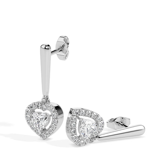 Heart Shaped Diamond Drop Earrings