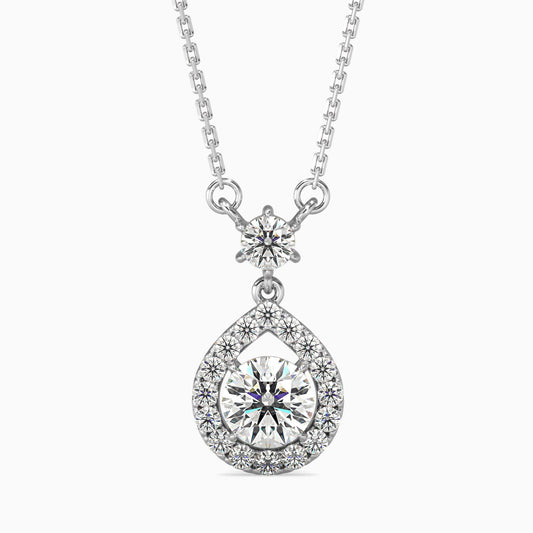 Teardrop Halo Diamond Pendant Necklace