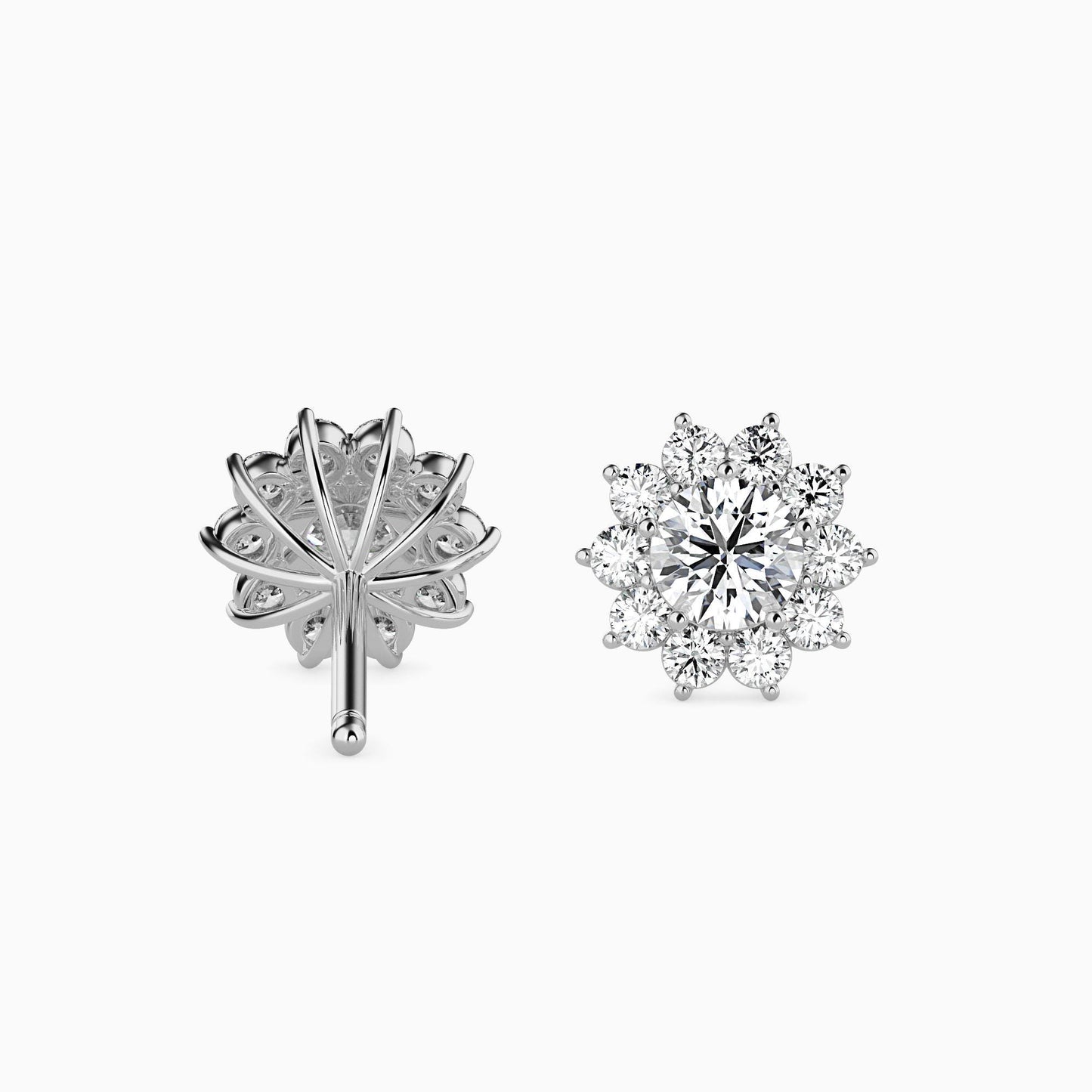 Floral Diamond Halo Stud Earrings